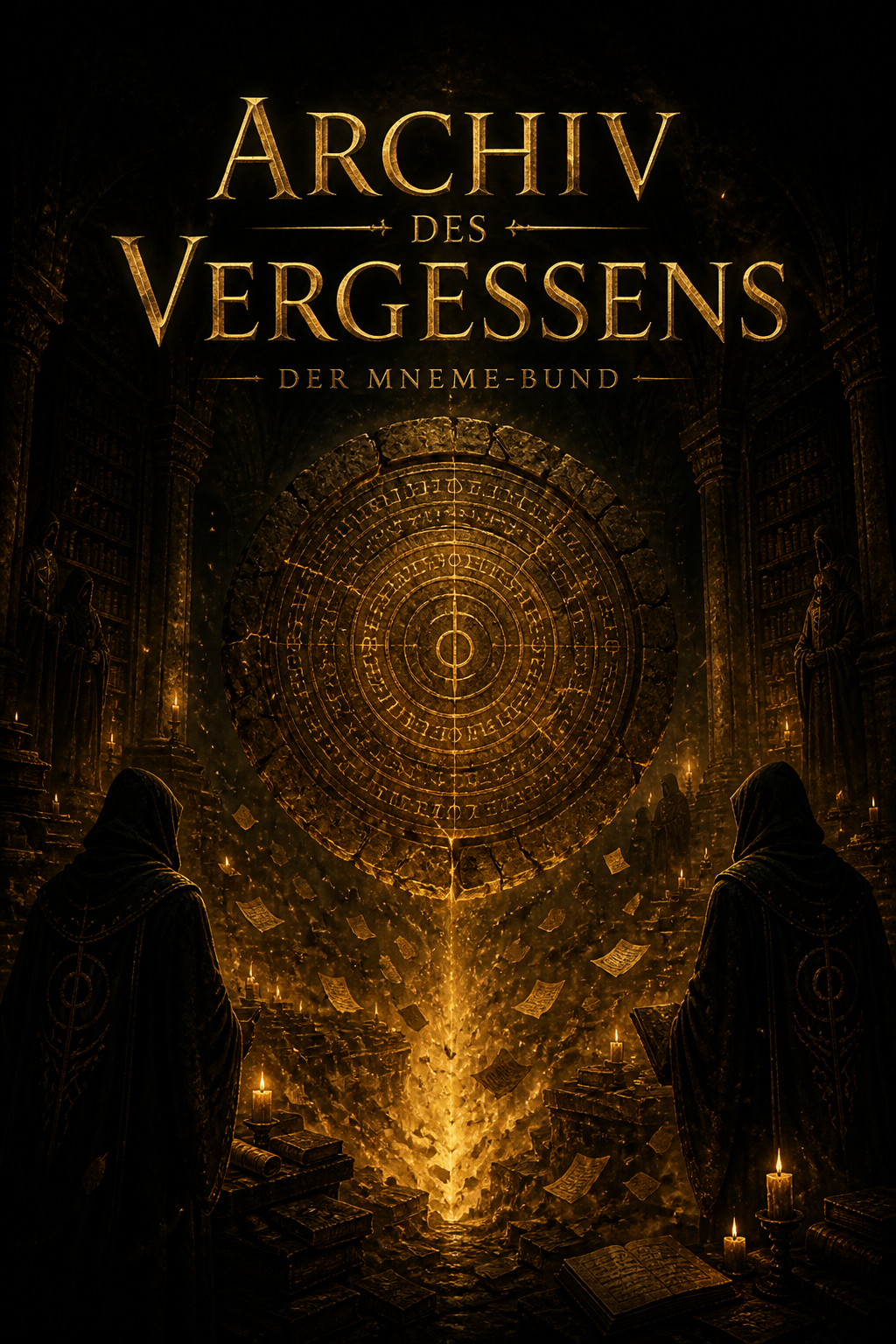 Cover zu Archiv des Vergessens: ein leuchtendes Runensiegel über einem Archiv aus zerfallenden Erinnerungen.